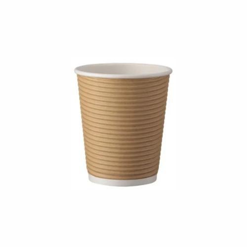 Doppelwand Riffel Kaffee Becher natur braun 0,2L/8oz Ø 9,0cm Kraft / PE Restposten!